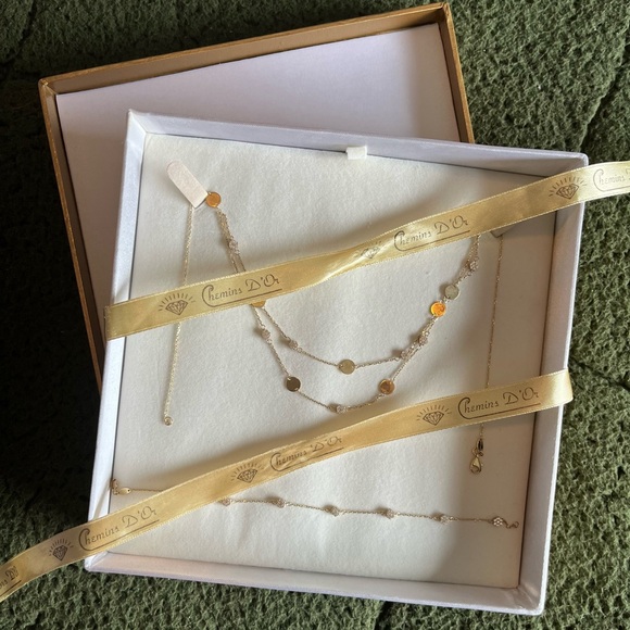 Chemin D’or gold double chain with matching bracelet - Picture 3 of 7